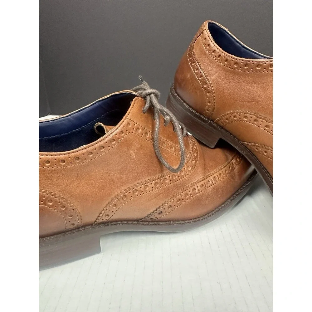 Cole Haan Mens Wayne C30687 Brown Leather Wingtip Oxford Dress Shoes Size 11 M